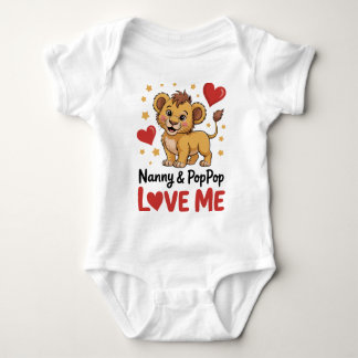 Cute Lion Nanny & PopPop Love Me Grandparent Baby Bodysuit