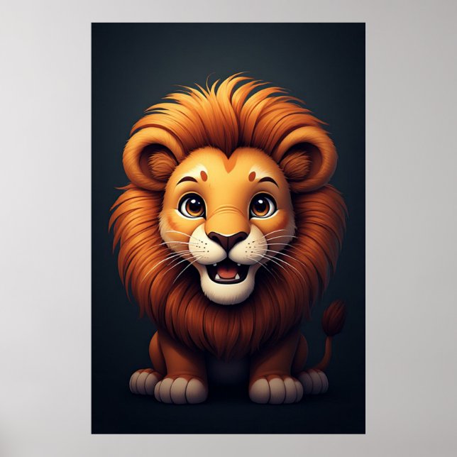 Cute Lion Nursery Wall Art Jungle Animal  (Front)
