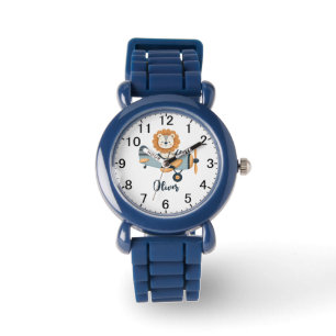 Cute Lion on Charming Airplane Personalized Watch