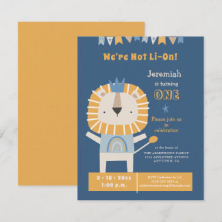 Cute Lion One Year Boy Birthday Party Invitation