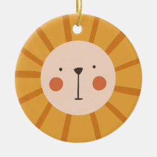 Cute Lion Orange kids Nursery Room Ceramic Ornament