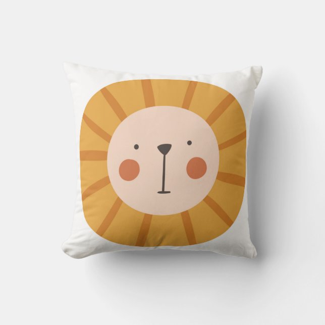 Cute Lion Orange  kids Nursery Room Cushion (Front)