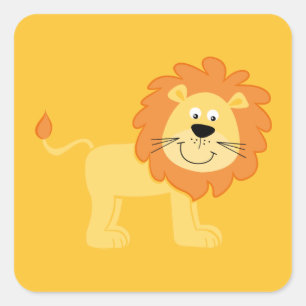 Cute Lion Orange Square Sticker
