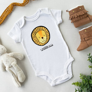 Cute Lion Personalised Name Baby Bodysuit