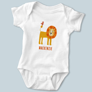 Cute Lion Personalised Name Baby Bodysuit