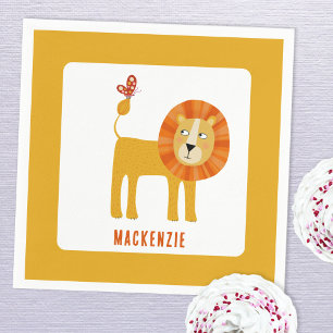 Cute Lion Personalised Napkin