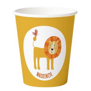 Cute Lion Personalised Paper Cups