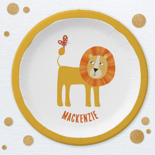 Cute Lion Personalised Paper Plate