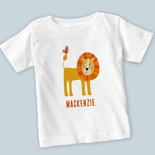 Cute Lion Personalized Name Baby T-Shirt