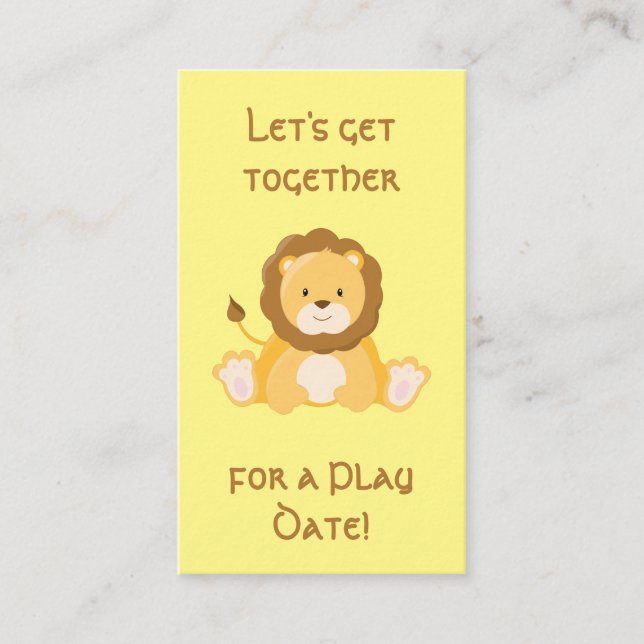 Cute Lion Playdate Calling Card (Front)