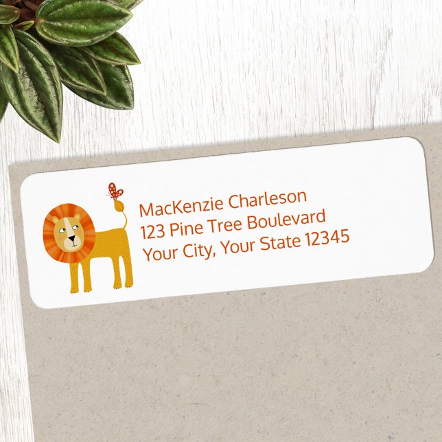 Cute Lion Return Address Return Address Label (Cute lion personalized custom return address labels)
