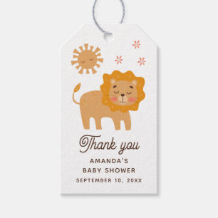 Cute lion. Safari animal baby shower thank you Gift Tags