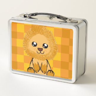 Cute Lion Themed Lunchbox (with checked pattern)
