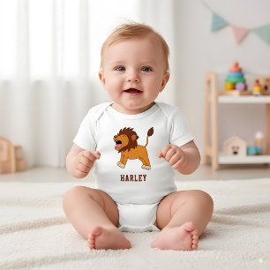 Cute Lion Unique Boy Personalised Custom Name Baby Bodysuit