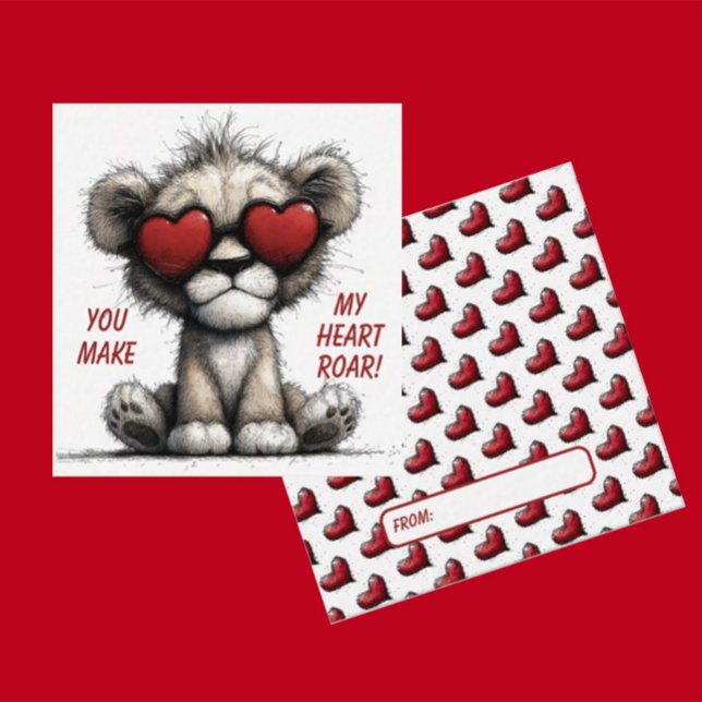 Cute Lion Valentine Card  “You Make My Heart Roar" (Creator Uploaded)
