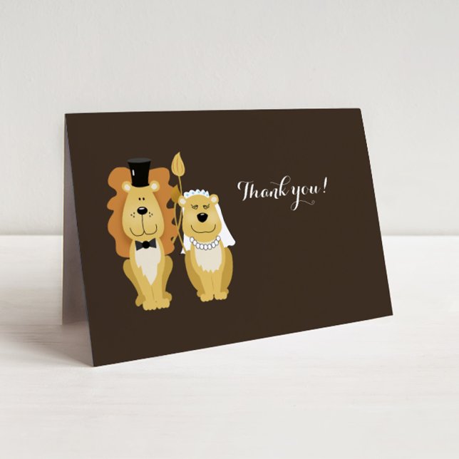 Cute Lion Wedding Couple Thank You Card (Creator Uploaded)