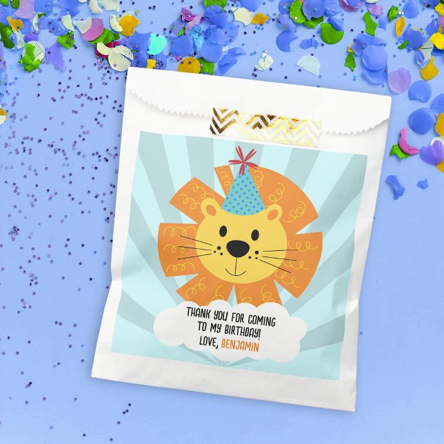Cute Lion with Birthday Party Hat Thank You  Favour Bag (Creator Uploaded)