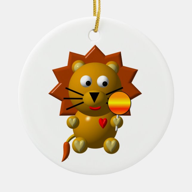 Cute lion with lollipop! ceramic tree decoration (Front)