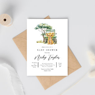 Cute Lion Woodland Safari Baby Shower Invitation