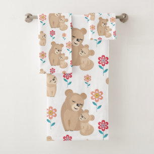 Cute lioness mother with baby Mother's day Bath Towel Set