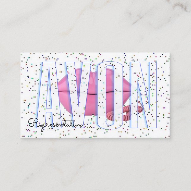 Cute lips phone confetti personalized Avon Business Card (Front)