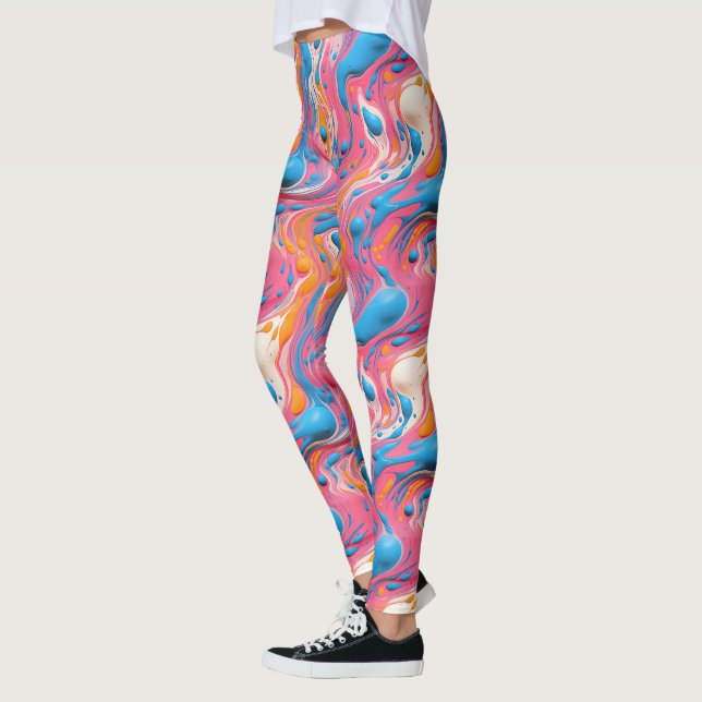 Cute liquid pour tiled pattern leggings (Left)