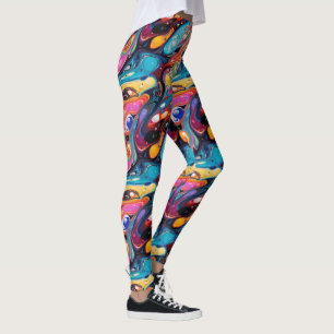 Cute liquid pour tiled pattern leggings