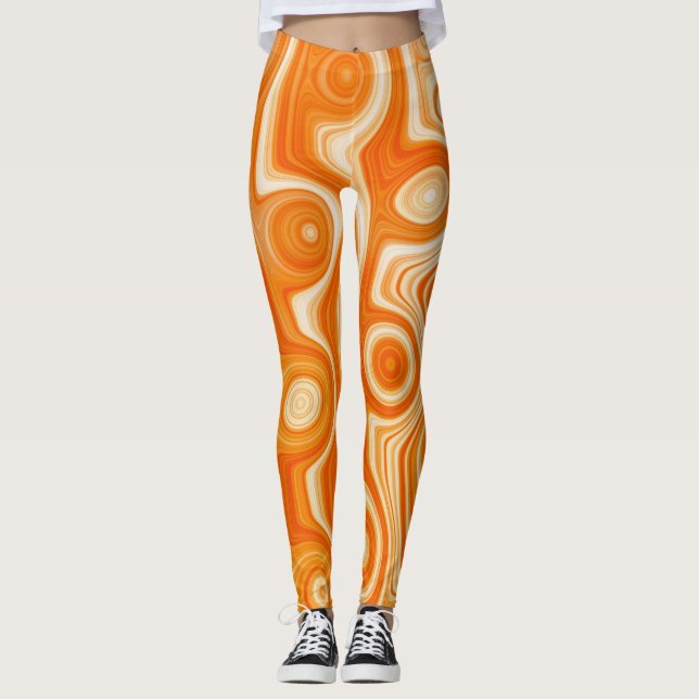 Cute Liquid Swirl Retro Chic Vibe with Groovy Art Leggings (Front)