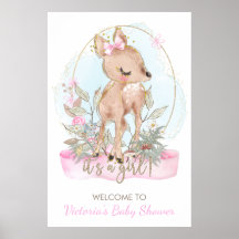 Cute Litte Deer Baby Shower Welcome Sign