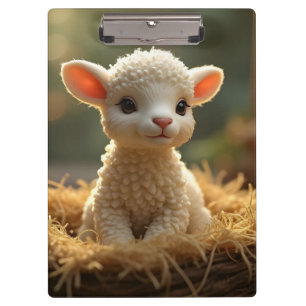 CUTE LITTE LAMB IN THE MANGER CLIPBOARD