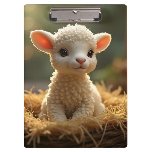 CUTE LITTE LAMB IN THE MANGER CLIPBOARD (Front)