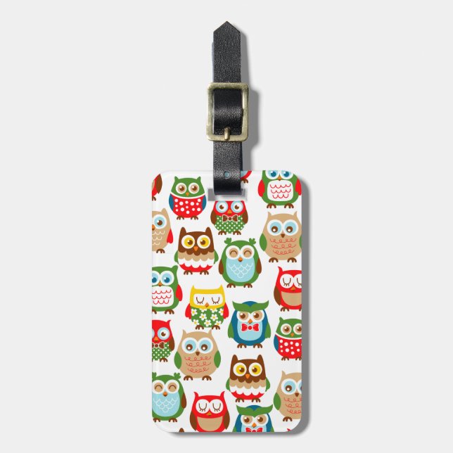 Cute Litte Owls Luggage Tag (Front Vertical)
