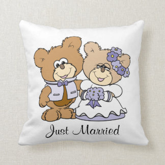 cute litte teddy bear wedding couple cushion
