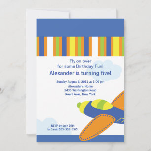 Cute Little Aeroplane Birthday Party Invitation