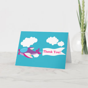 Cute Little Aeroplane Girl Thank You Card