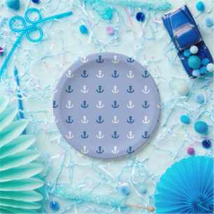 Cute Little Anchor Pattern Paper Plate