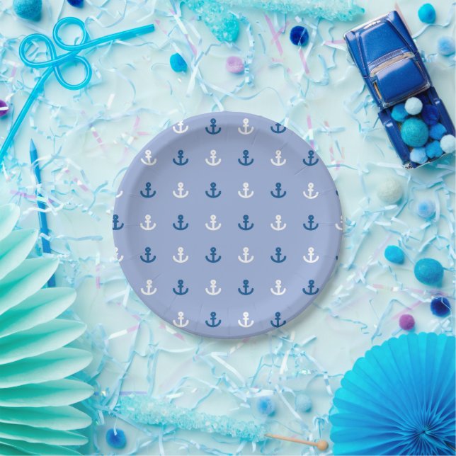 Cute Little Anchor Pattern Paper Plate (Party)