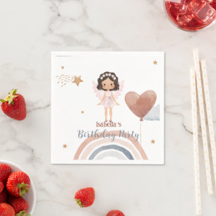 Cute Little angel afro girls Balloon Birthday Napkin