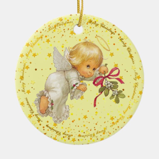 Cute Little Angel Ceramic Ornament (Front)