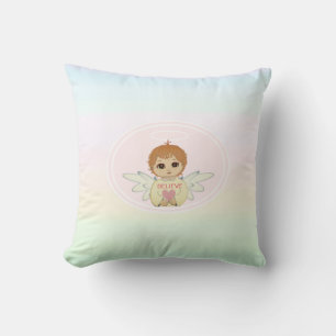 Cute Little Angel on Pastel Shades Cushion