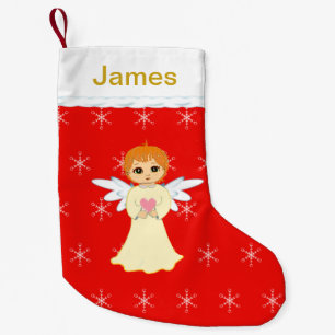 Cute Little Angel on Red Small Christmas Stocking