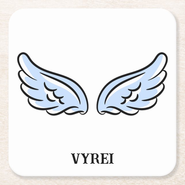 Cute Little Angel’s Wings Square Paper Coaster (Front)