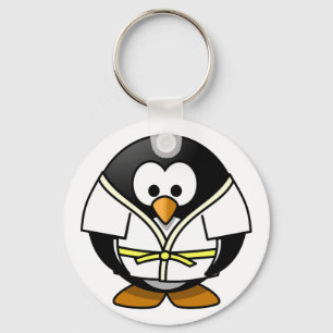 Cute little animated judo penguin key ring