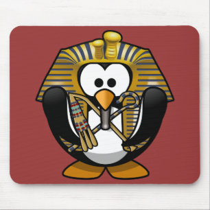 Cute little animated pharaoh penguin mouse pad
