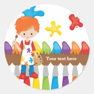 Cute Little Artist Classic Round Sticker