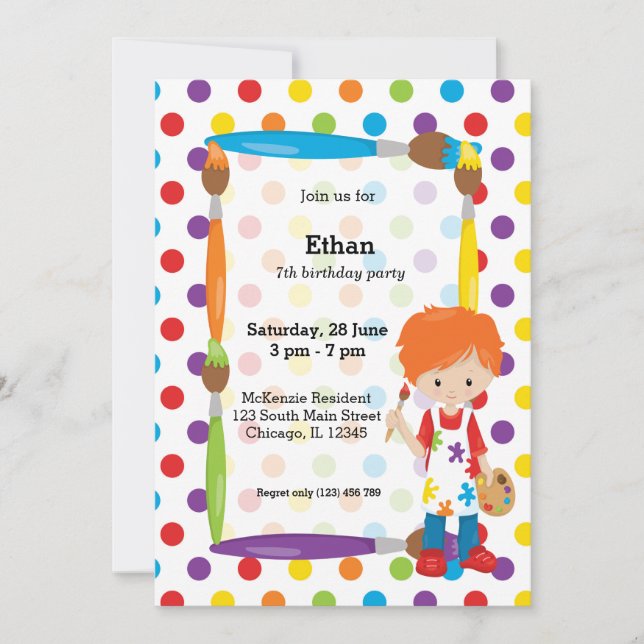 Cute Little Artist Invitation (Front)