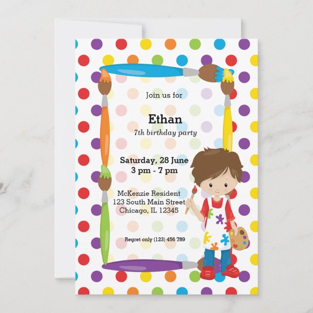 Cute Little Artist Invitation (Front)
