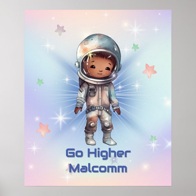 Cute Little Astronaut Wearing a  Spacesuit  Poster (Front)