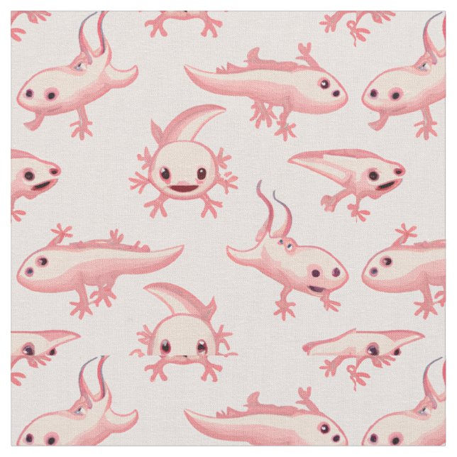Cute Little Axolotls Fabric (Close Up)