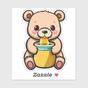 Cute Little Baby Bear Eating Honey With A Smile